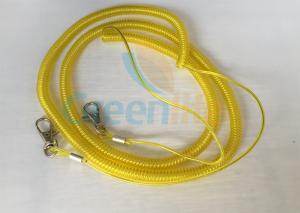 China 10M Strap Coiled Fishing Rod Lanyard Yellow Color With Snap Clip Each End wholesale