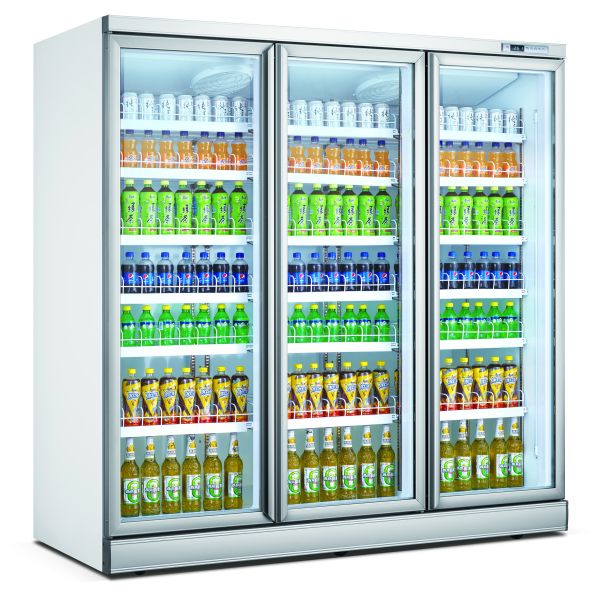 Factory Price 1-4 Glass Door Beverage Cooler Refrigeration Equipment Cool Climate Supermarket Display Fridge