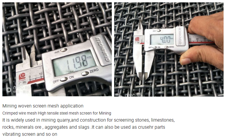 Black Red Square Openings Lock Crimped Mining Screen Mesh