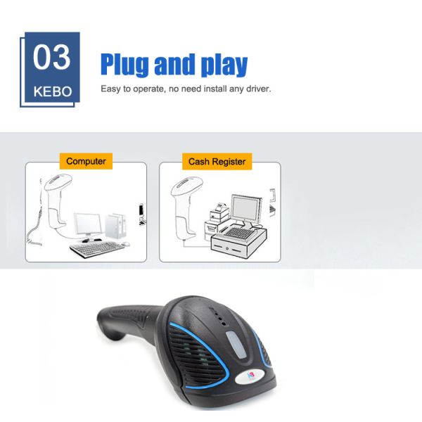 Kebo SK-3400 Fast Delivery Decoding Speed QR code 2.4G Wireless Barcode scanner