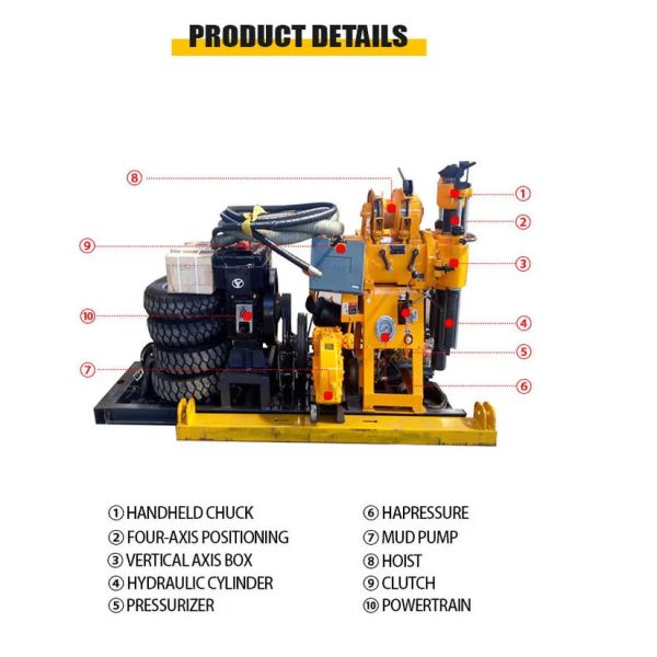 Customized Crawler Mounted Drill Rig for Water Well and Exploration 18 HP Horse Power