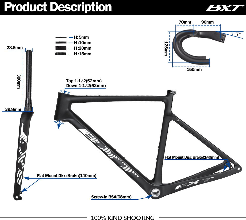 Hidden Cable Carbon Road Bike Frame T1000 Carbon Gravel Frameset 700C