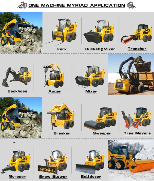 Mini Skid Steer Loader with Attachment and CE Certificate in Construction