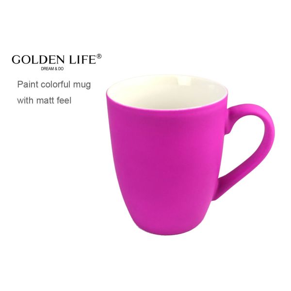 Sublimation Coated Handgrip Ceramic Coffee Mugs 400cc