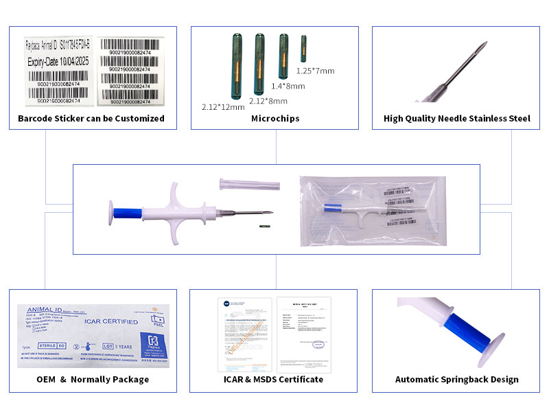 Global Unique Number Pets Microchip Syringe ISO ICAR Certificate
