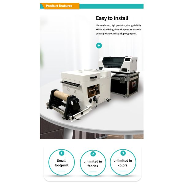 30cm A1 DTF Printer With White Ink Circulation System Single XP600 Head CMYKW Ink Color