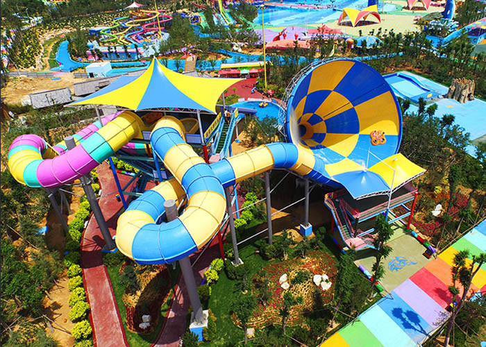 Hotel Resort commercial fiberglass water slides Adult Stimulating High Speed