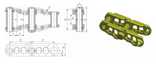 Bulldozer Undercarriage Track Chain Group D20 D3C D4H Oil Track Link Assy