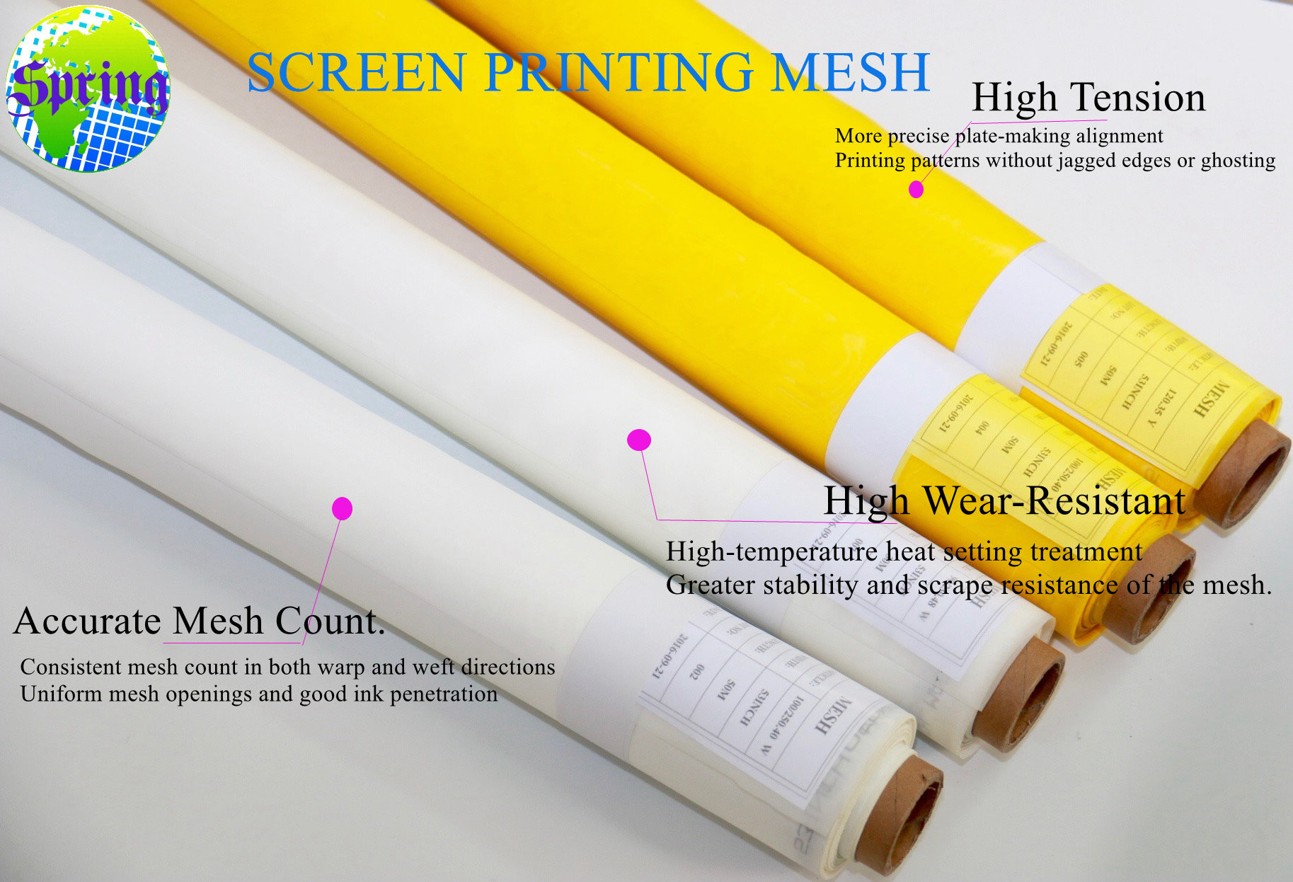 Polyester Screen Printing Mesh with Low Elasticity for Various Printing Applications