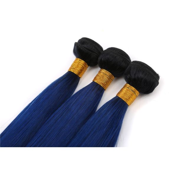 12-24 Inches Blue Hair With Black Roots Straight Hair Brazilian Virgin Hair Bundls