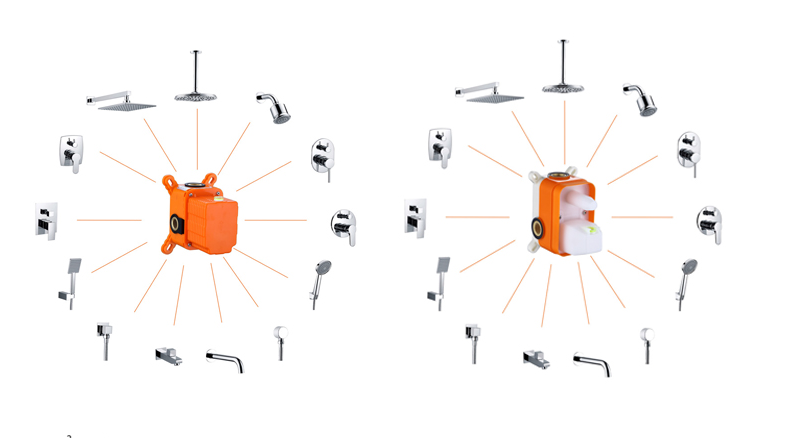 Electroplate Matte Silver Concealed Bath Shower Mixer Tap