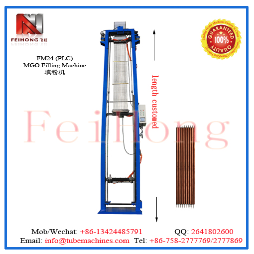 Three center-guarantee filling machine for tubular heaters