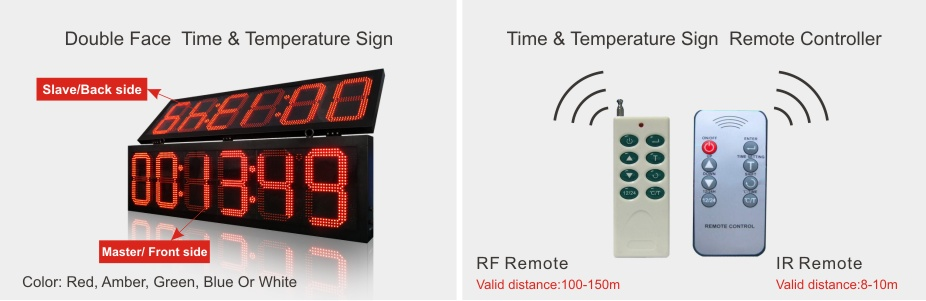 Original Outdoor Waterproof Led Digital Double Side Time And Temperature Sign Led Timer Display Led Wall Clock