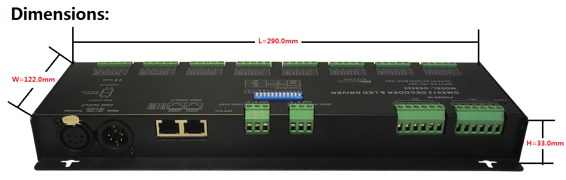 32 Channels Black LED DMX512 Decoder For RGBW Lighting Constant Voltage PWM Signal