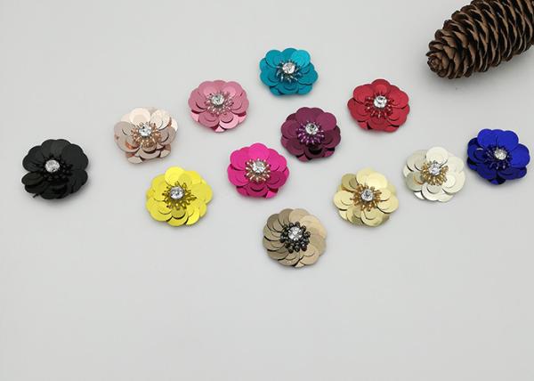 Quality Sequins Floral Embroidery Patches 100% Polyester Material Different Color / Sizes for sale
