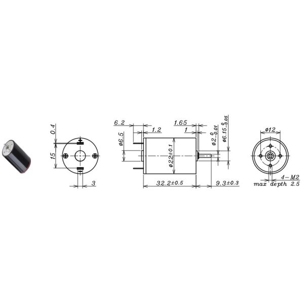 DC Metal Brush Coreless Motor.DCCoreless Metal Brush motor L32mm D22mm3V6V12V24V