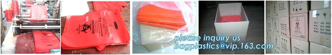 LDPE biohazard waste bin bags disposable medical autoclave bags, biohazard specimen bag plastic adhesive flat bag, bagea