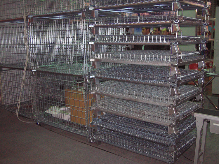 Metal Wire Mesh Storage Cages , Stackable Collapsible Wire Mesh Containers