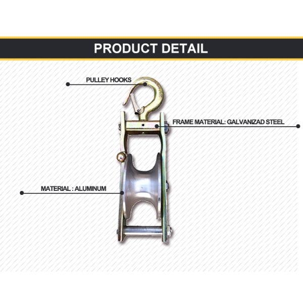 Universal Crossarm Stringing Pulley with Hooked Style Design and 120x58mm Wheel Size for Transmission Line Stringing