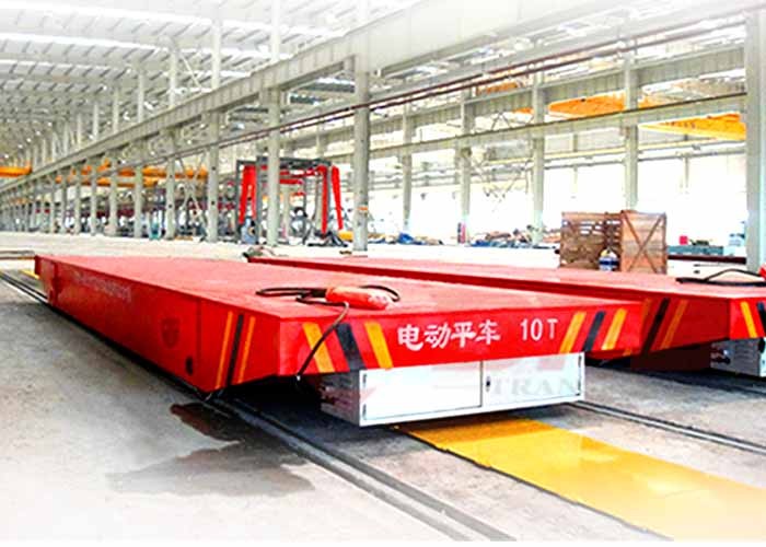 High Temperature Motorized Trolley Carts , Arc Shape Rails Scrap Transfer Car