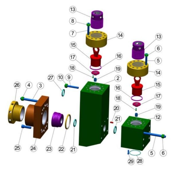 "L" MODULE FOR EMSCO FB-1600 mud pump, EMSCO FB1600 mud pump, National EMSCO mud pump liner, Drillmec Mud pump