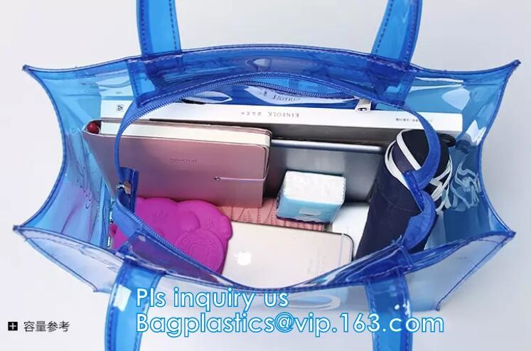 handle colorfull bag pvc zipper bag, Custom PVC Loop Handle Image Printed Plastic Shopping Bag, PVC handle plastic bags