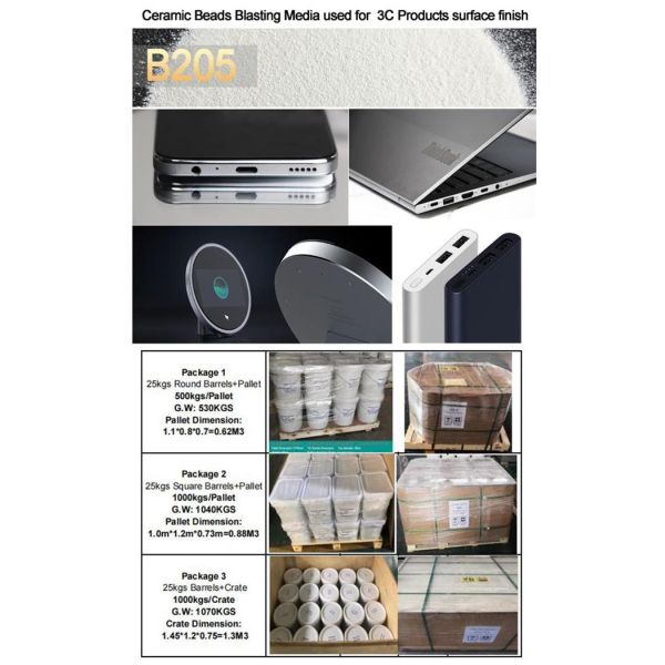 Matte Effect Ceramic Bead Blasting Media B205 Surface Finish For Alu Alloy