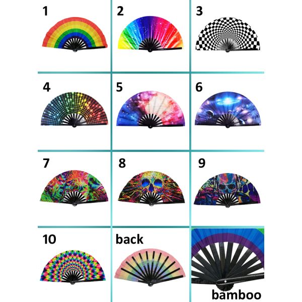 Large Size Bamboo Customized Hand Fans Rave Fan Loud Fan 33cm 13inch