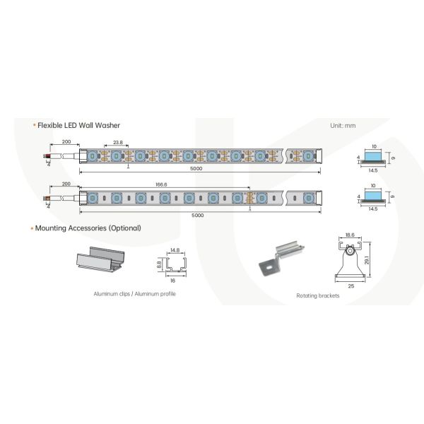 High Adhesion Flexible LED Wall Washer Light With Energy Lighting Customizable