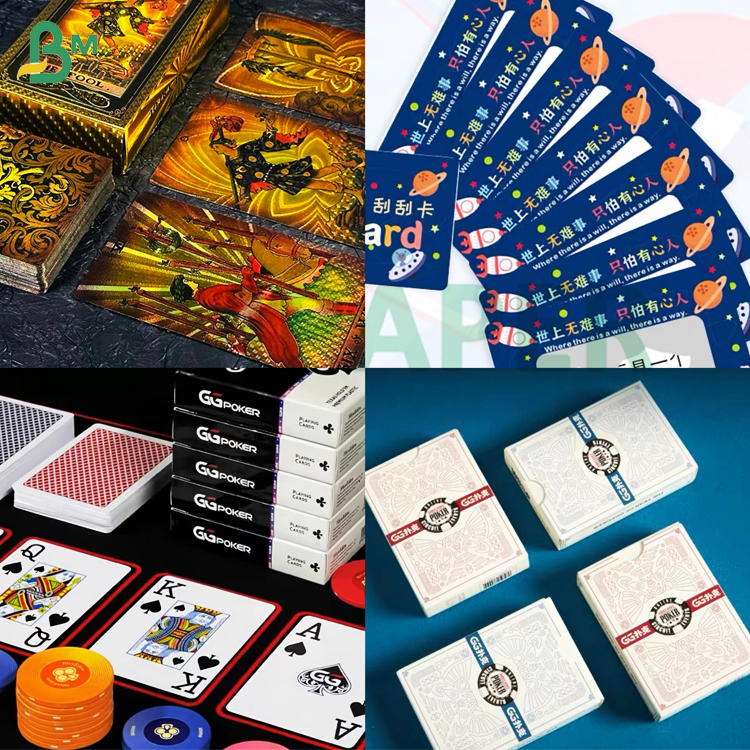 310gsm 330gsm High Strength Glossy Surface Game Card Stock 50x70cm Blue Core C2S Playing Card Paper for Entertainment Game