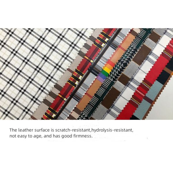 Custom Soft PU Synthetic Leather Cloth Elastic Bottom Classic Plaid Pattern