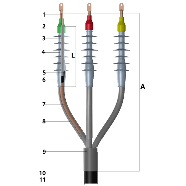Medium Volatge Cable Accessory 33kv Cold Shrinkable Outdoor Termination Kit