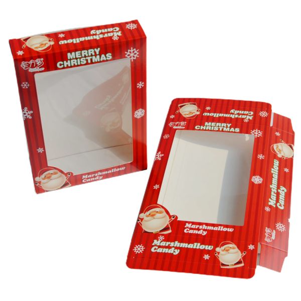 Chocolate Window Paper Ivory Small Cardboard Packaging Boxes CMYK PVC Christmas