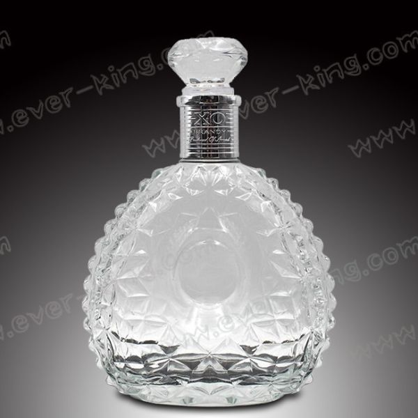 Oval Shape Clear 750ml Spirits Whiskey Glass Bottle