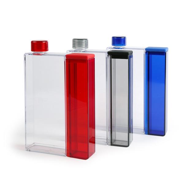 Quality LFGB 600ml Flat Plastic Water Bottle Memo BPA Free for sale