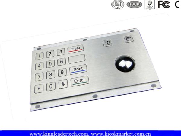 Quality Vandal-proof Rugged Matel Keypad with 16 Flush Keys and Integrated Optical Trackball for sale