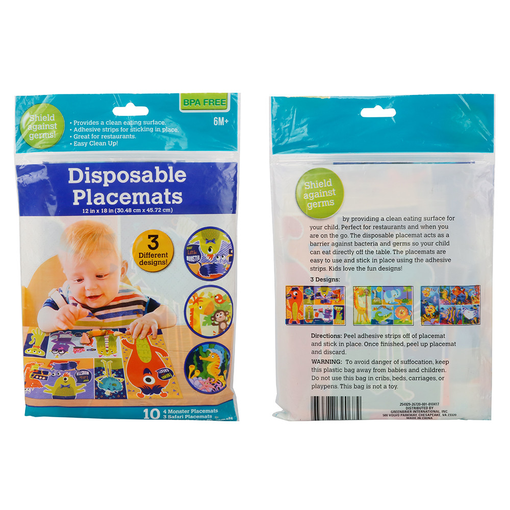Rectangular Childrens Plastic Placemats Toddlers Baby Placemat For Restaurants