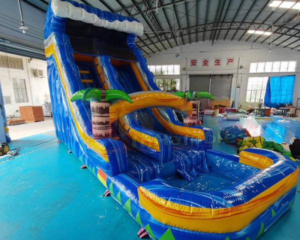 Quality 0.55mm PVC Inflatable Pool Water Slide Playground Jump Bouncer for sale