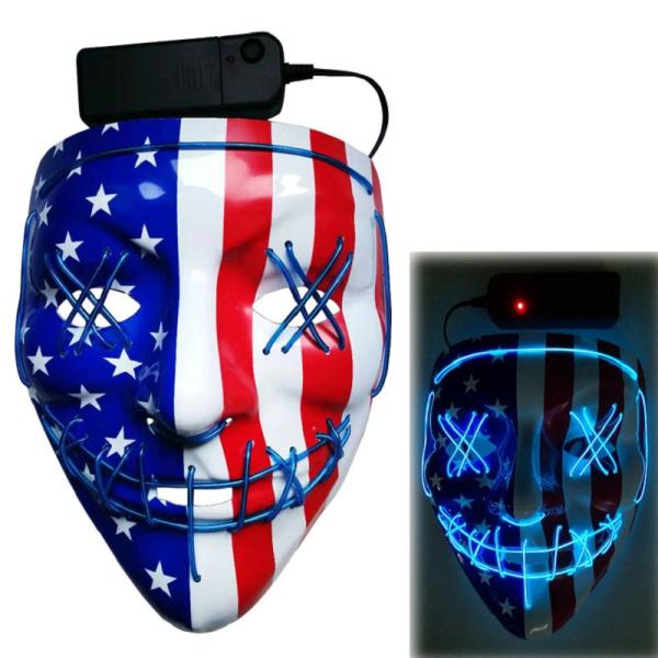 Quality American Flag Pattern Halloween LED Face Mask 3 Flashing Modes for sale
