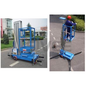 China Aluminium Alloy Hydraulic Single Mast Lift Platforms 6m Platform Height wholesale
