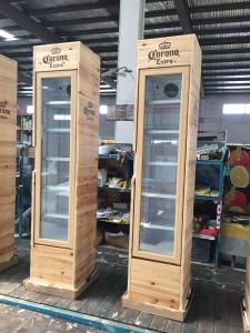 China Slim fridge displaying Cooler Wooden case wholesale