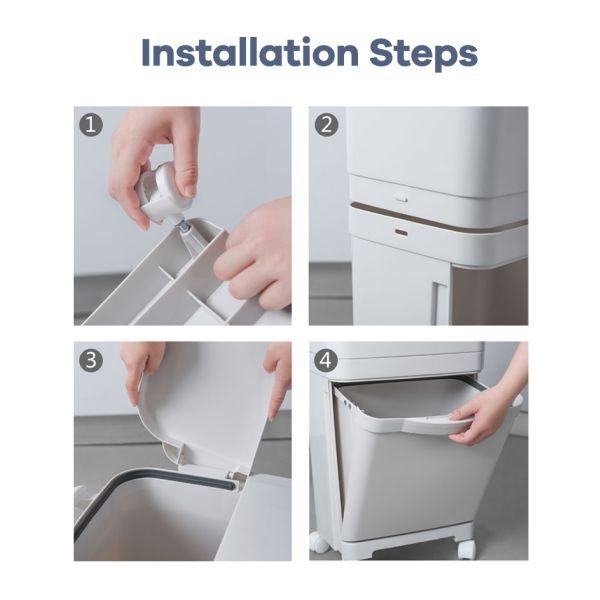 Home STANDING Double Layer Sorting Garbage Can 3 Compartments Trash Can Plastic Waste Bin With Single Lid