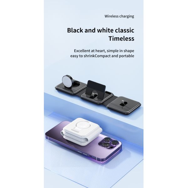 Foldable Magnetic 3 In One Wireless Charger Vertical Fast Speed
