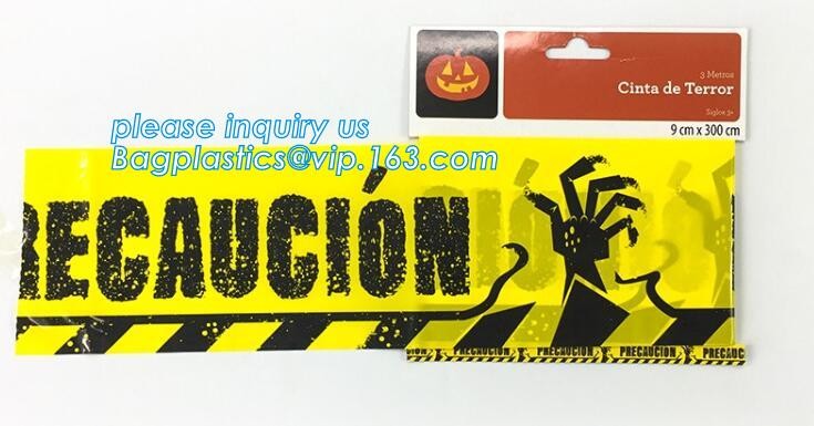 Caution Tape Halloween Red and White Banner Tape,EPI manufacturer in low price Halloween Caution Tape bagplastics packag