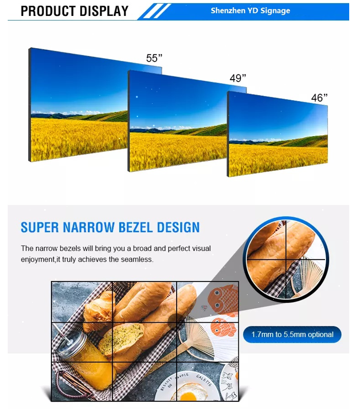 55 Inch Advertising Splicing HD LCD Video Wall Screen Indoor