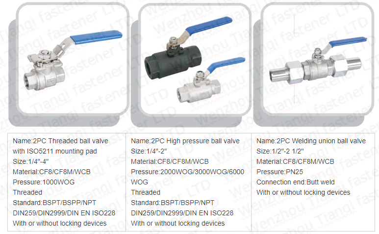 Normal Temperature SS316/304 2 Pcs Stainless Steel Ball Valve for Hydraulic Media 1000psi BSP NPT Threaded