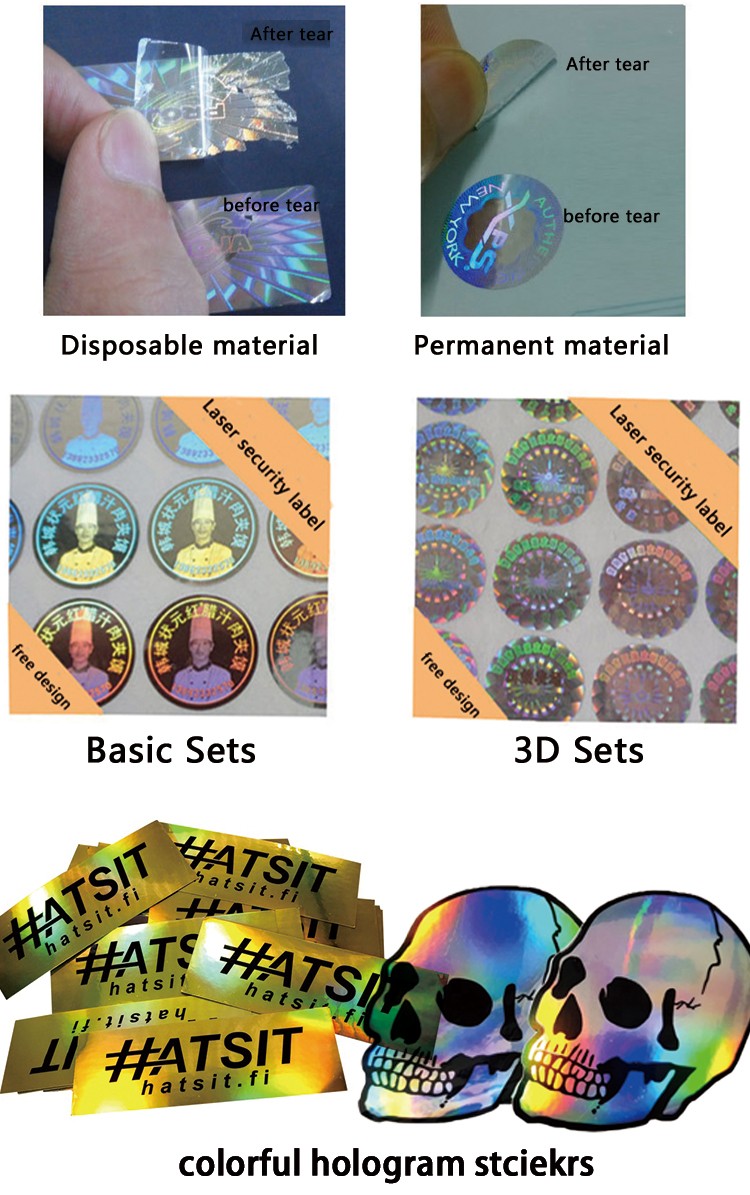 Custom Shapes Brand Protection 3D Holographic Stickers
