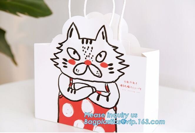 Customized Cut Printed Coated Paper Shopping Bag with Matt Lamination,rope handle custom logo printed white paper bag