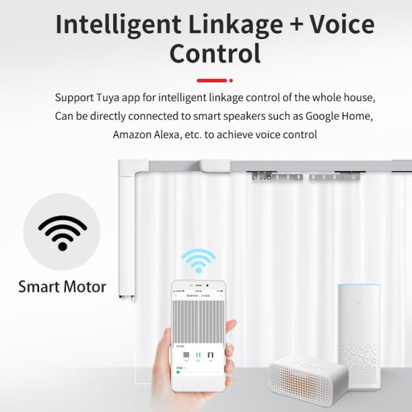 WiFi Control Smart home curtain opener Automatic Curtain Track Work with Amazon Alexa Google Home