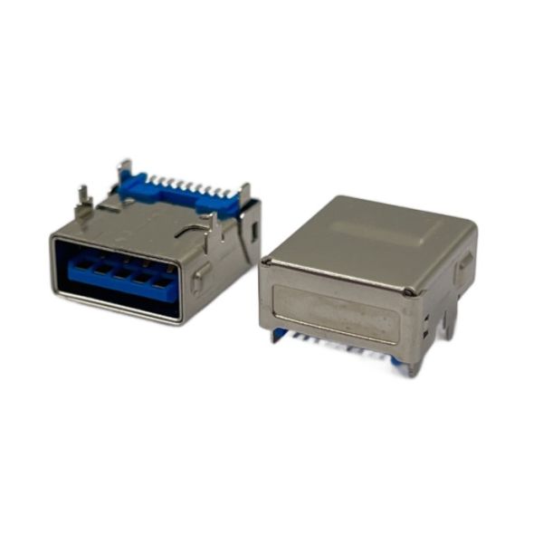 USB3.1 STD Socket Connector R/A T/H CH 4.10mm Double Shells RoHS Compliant and Hoalogen Free